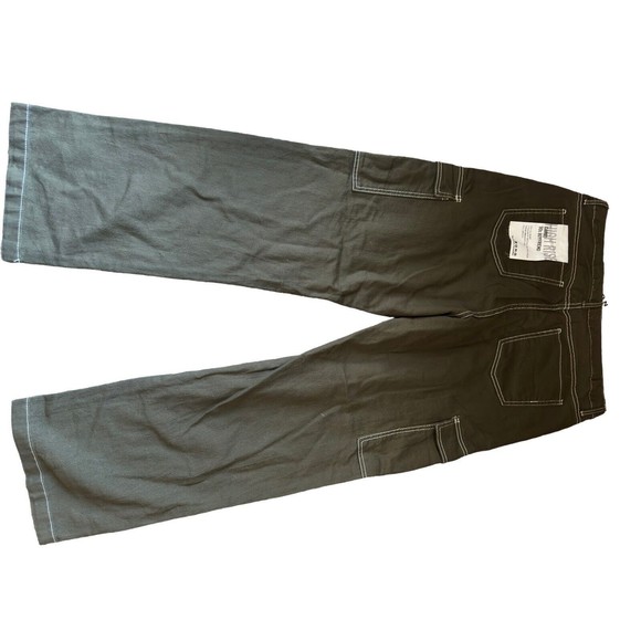 High Rise Cargo 90s Boyfriend Slouchy Baggy Jeans Wide Leg Army Green Size 17/33 - Picture 10 of 16